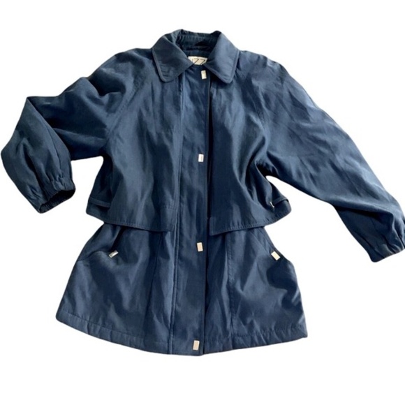 Izzi VTG Winter Puff Coat Blue Toggle Waist Pockets Sz S Full Zip & Snaps #240i - Picture 4 of 8